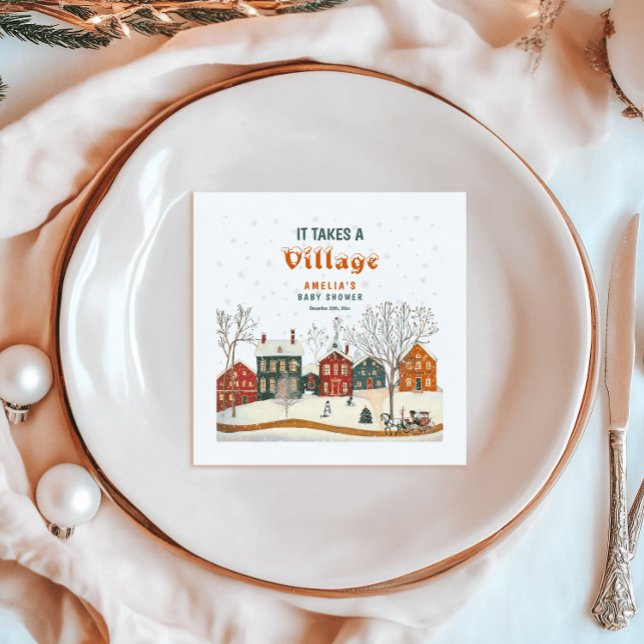 Guardanapo De Papel It Takes a Village Winter Baby Shower Napkins (Criador carregado)