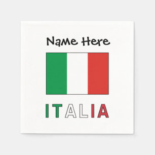 Guardanapo De Papel Itália e Bandeira Italiana com o Seu Nome