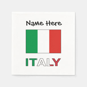 Guardanapo De Papel Itália e Bandeira Italiana com o Seu Nome