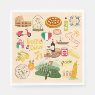 Guardanapo De Papel Itália - Símbolos Viagem Amantes