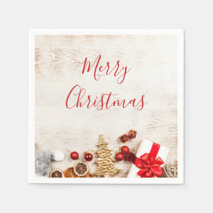 Guardanapo De Papel Itens Temáticos de Natal em uma Placa de Madeira R