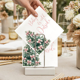 Guardanapo De Papel It's Cold Outside Winter Pink Bow Girl Baby Shower