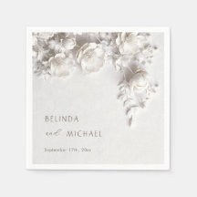 Ivory 3D Flores Rosas Casamento Minimalista