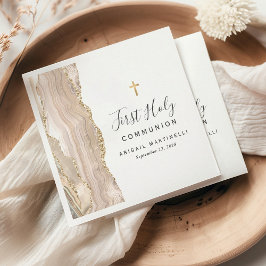 Guardanapo De Papel Ivory Agate Dourado Glitter Primeira Comunhão Sagr