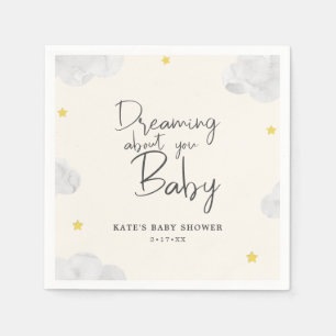 Guardanapo De Papel Ivory Watercolor Clouds Gênero Chá de fraldas Neut
