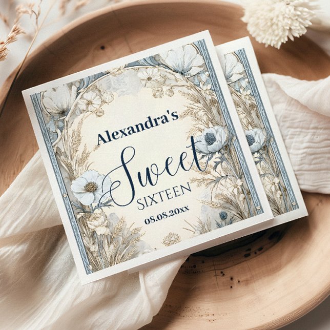 Guardanapo De Papel Ivory Wildflower Art Nouveau Sweet Sixteen (Criador carregado)