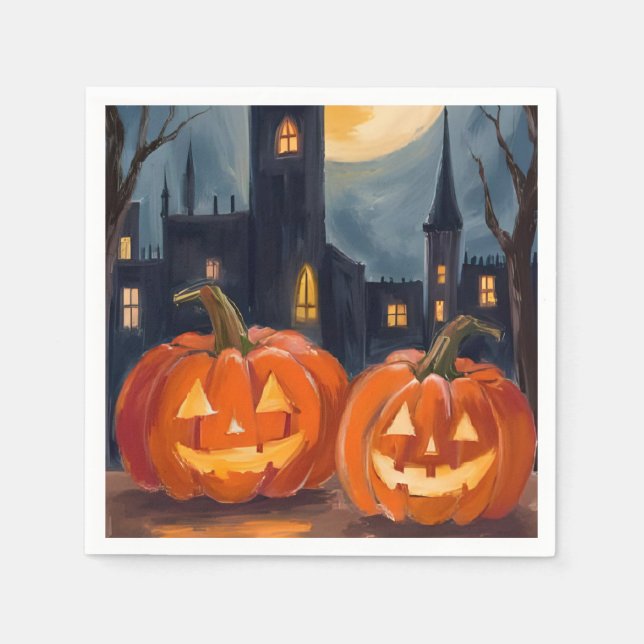 Guardanapo De Papel Jack-O-Lantern Fright | Festa de Halloween Spooky (Frente)