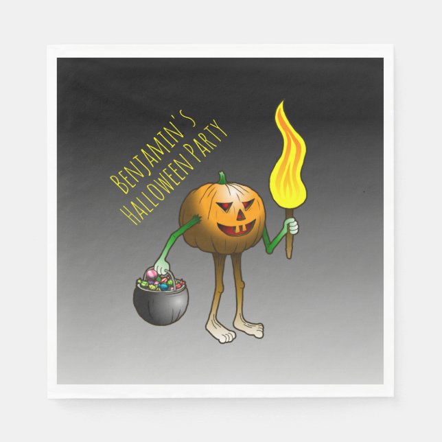 Guardanapo De Papel Jack O'lantern saindo para doces ou travessuras (Frente)