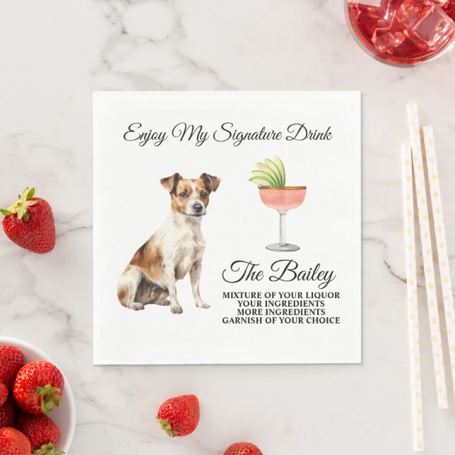 Guardanapo De Papel Jack Russell Terrier Wedding Signature Drink Napki (Insitu)