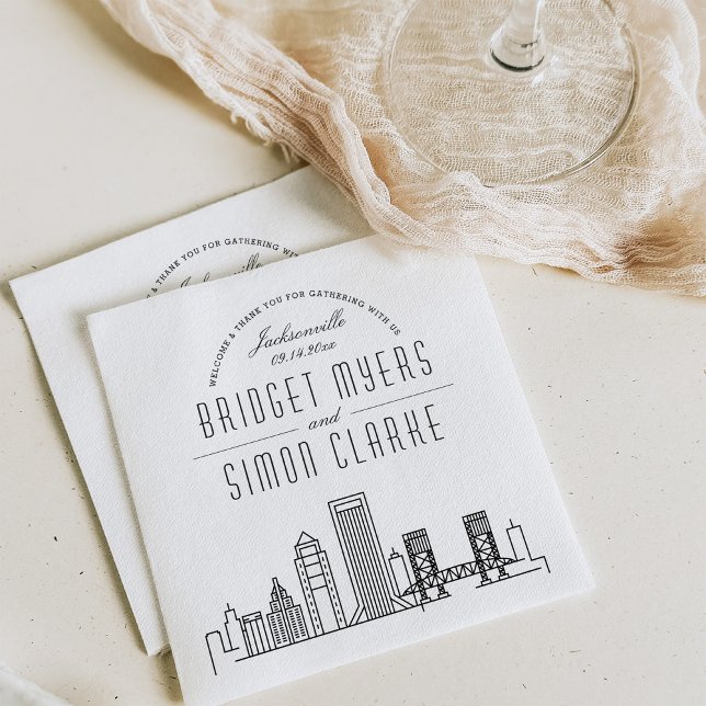 Guardanapo De Papel Jacksonville Deco Skyline | Casamento Nápoles (Criador carregado)