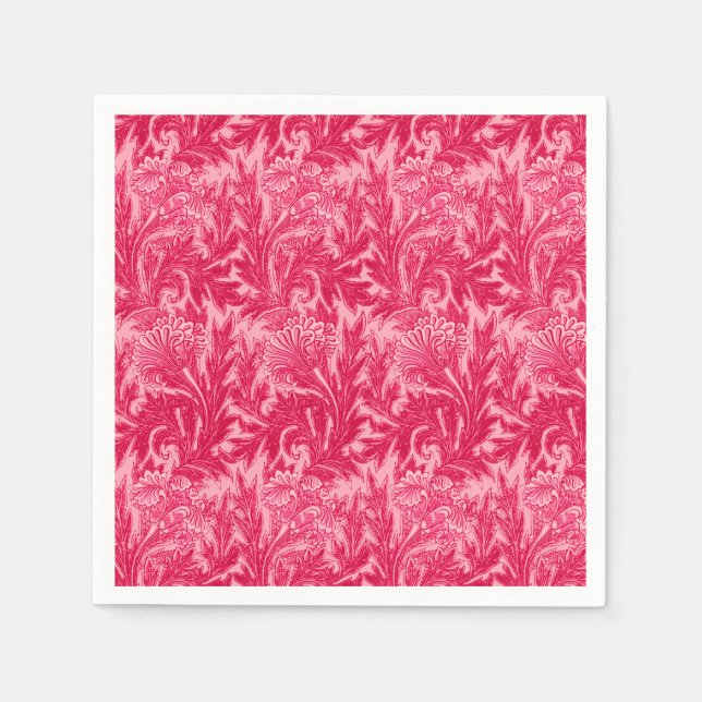Guardanapo De Papel Jacobean Flower Damask, Fuchsia e Rosas claro (Frente)