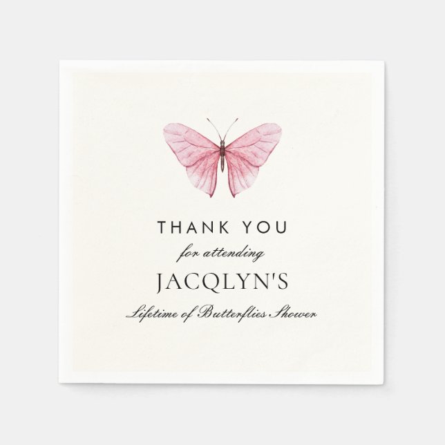 Guardanapo De Papel Jacqlyn's Lifetime of Butterflies Shower Thank You (Frente)