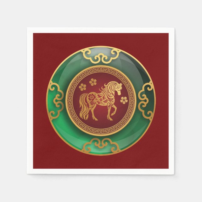 Guardanapo De Papel Jade Chinês Ano Novo do Cavalo (Frente)