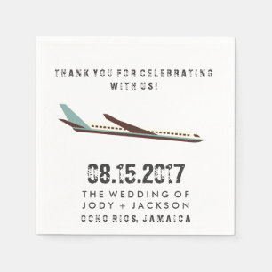 Guardanapo De Papel Jamaica Airplane Destination Wedding Napkins