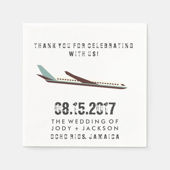Guardanapo De Papel Jamaica Airplane Destination Wedding Napkins (Frente)