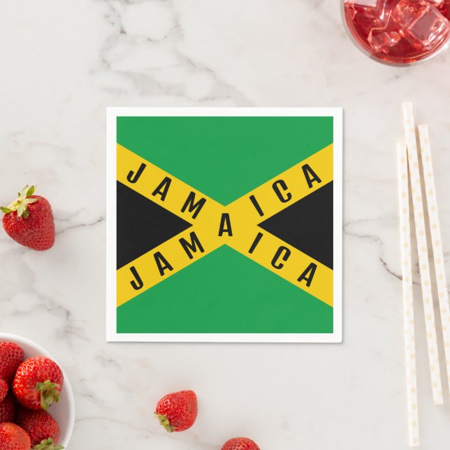 Guardanapo De Papel Jamaica Green Black & Dourado Jamaican Flag (Insitu)