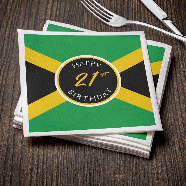 Guardanapo De Papel Jamaica Jamaican Flag Happy Birday (Jamaica Jamaican Flag Happy Birthday Napkins
)