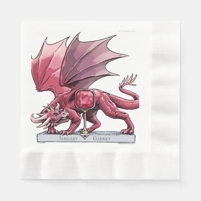 Guardanapo De Papel Janeiro Birthstone Dragon - Garnet (Frente)