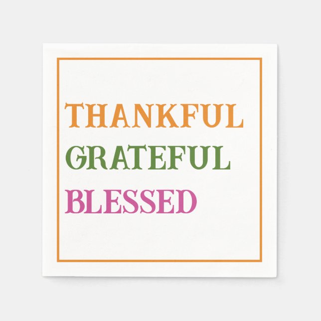 Guardanapo De Papel Janta de Ação de Graças Feliz Abençoado (Frente)