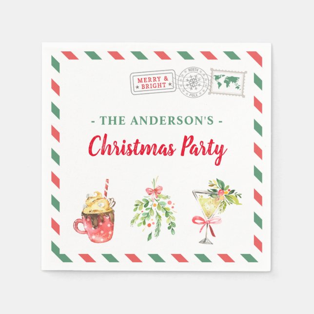 Guardanapo De Papel Jantar da Festa de Natal com Coquetel Personalizad (Frente)