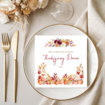 Jantar de Ação de Graças com Floral de Abóbora Per