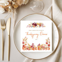 Jantar de Ação de Graças com Floral de Abóbora Per