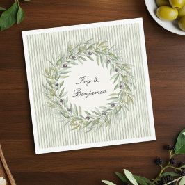 Guardanapo De Papel Jantar de Ensaios com Listras em Verde Oliva Tosca