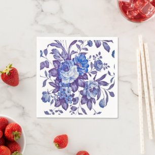 Guardanapo De Papel Jantar Floral Roxo do Jardim Inglês Blue Vintage
