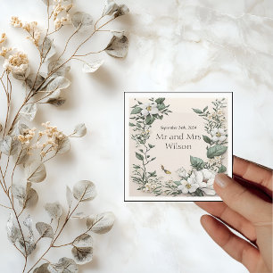 Guardanapo De Papel Janto Casamento de Manteiga Branca Magnolias e Coc