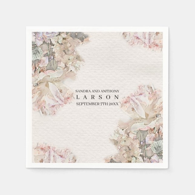 Guardanapo De Papel Janto Casamento Floral Delicate Watercolor (Frente)