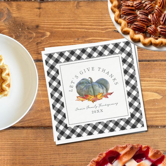 Guardanapo De Papel Janto de Ação de Graças Buffalo Xadrez Gourd Pumpk (Criador carregado)