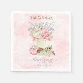 Guardanapo De Papel Janto de Ação de Graças Pumpkin Pink Green Napkins