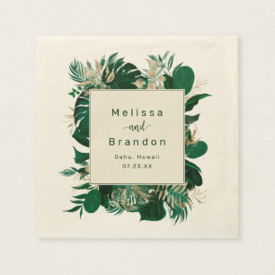 Guardanapo De Papel Janto de Casamento de Folhagem Tropical Trendy Gre