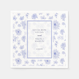 Guardanapo De Papel Janto de Casamento Floral de Sombra Azul Neutro El