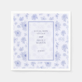 Guardanapo De Papel Janto de Casamento Floral de Sombra Azul Neutro El