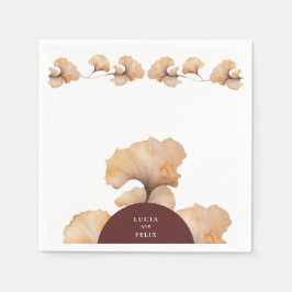 Guardanapo De Papel Janto de Casamento Floral Laranja Queimado de Outo