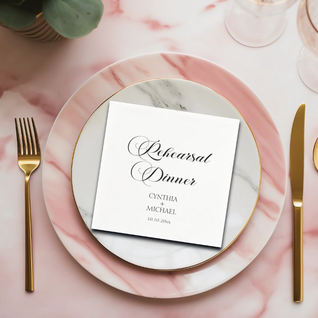 Guardanapo De Papel Janto de Ensaio de Casamento de Script Elegante (Criador carregado)