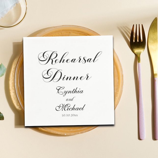 Guardanapo De Papel Janto de Ensaio de Casamento de Script Moderno (Criador carregado)