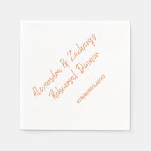 Janto de Ensaio de Casamento Napkins Hashtag Peach