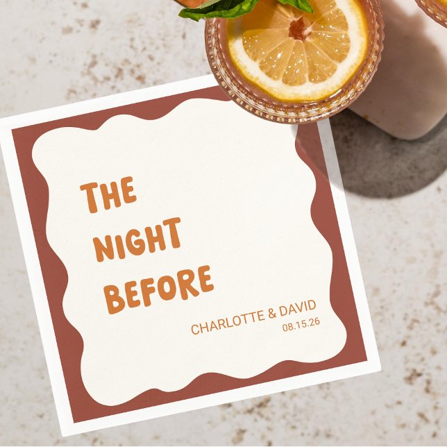Guardanapo De Papel Janto de ensaio estético ondulado dos anos 70 (Celebrate in style with these custom napkins featuring a 70s color scheme for your rehearsal dinner,)