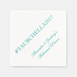 Guardanapo De Papel Janto de ensaio Hashtag Napkins Teal e White
