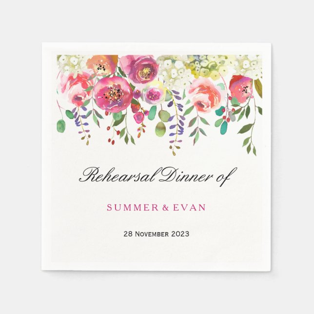 Guardanapo De Papel Janto de Ensaio Tropical de Pêssego Rosa primavera (Frente)