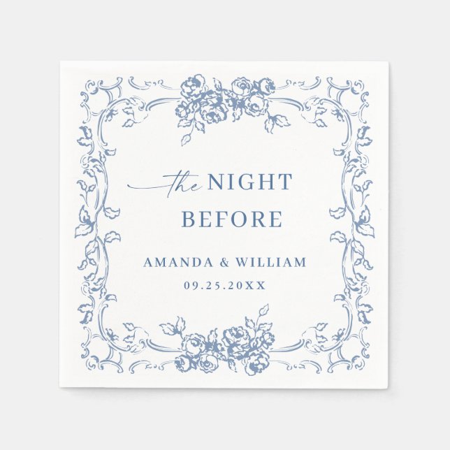 Guardanapo De Papel Janto de Ensaios Azul Dusty do Ornamentado Renasce (Frente)