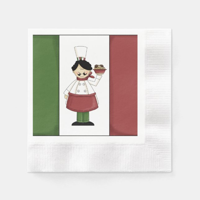 Guardanapo De Papel Janto de espaguete em papel de chef italiano (Frente)