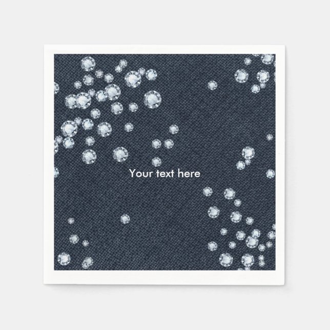 Guardanapo De Papel Janto do Partido Denim & Diamantes Cocktail Napkin (Frente)