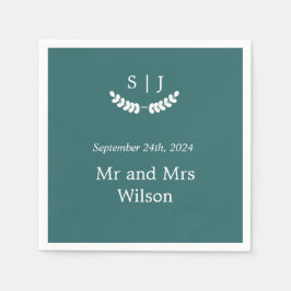 Guardanapo De Papel Janto Elegante Monograma Verde Jewel Tone