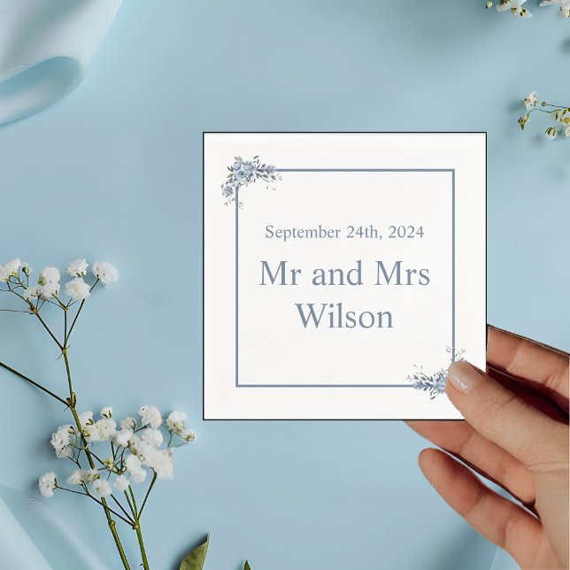 Guardanapo De Papel Janto Floral Azul Moderno Cocktail (Criador carregado)