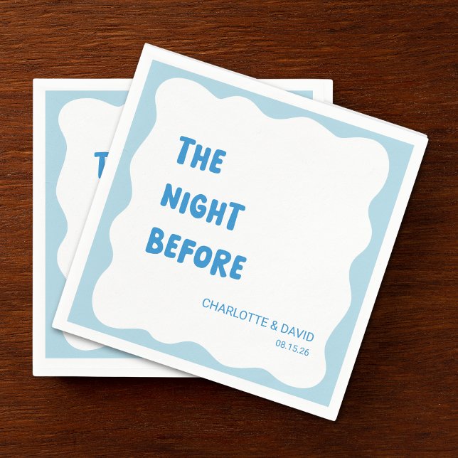 Guardanapo De Papel Janto moderno de ensaio azul e branco (Set the tone for 'The Night Before' with these bold, fun blue napkins at your rehearsal dinner.)