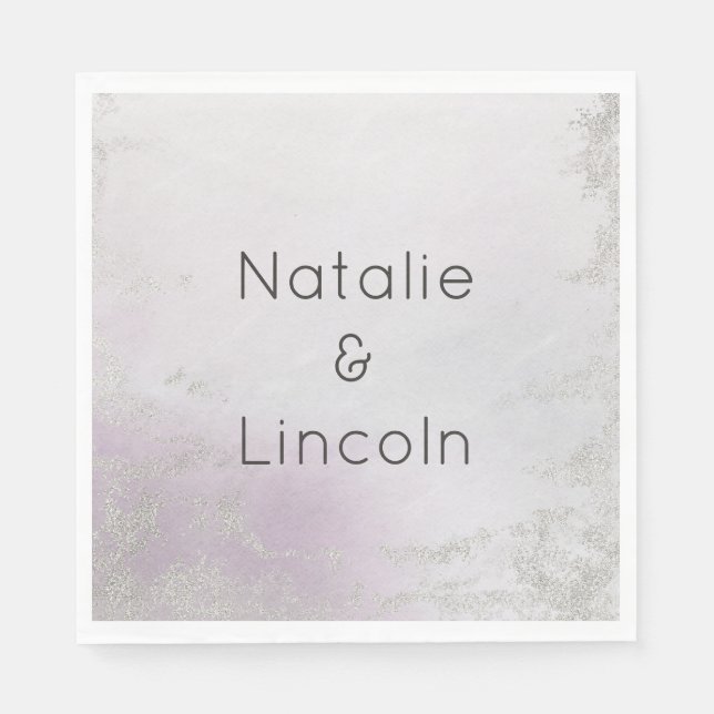 Guardanapo De Papel Janto Monograma de Casamento de Luxo Roxo Lavanda  (Frente)