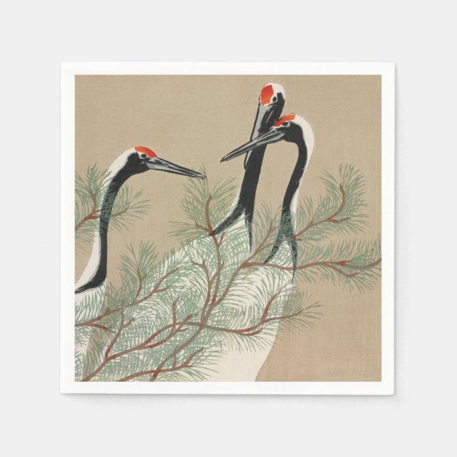 Guardanapo De Papel Japanese woodblock-print Cranes - Kamisaka Sekka (Frente)